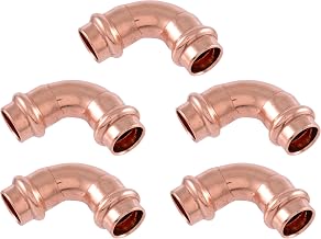 SharkBite 1/2 x 1/2 Inch 90 Degree Elbow, Copper Press Plumbing Fitting, Pack of 5, UPR248X5