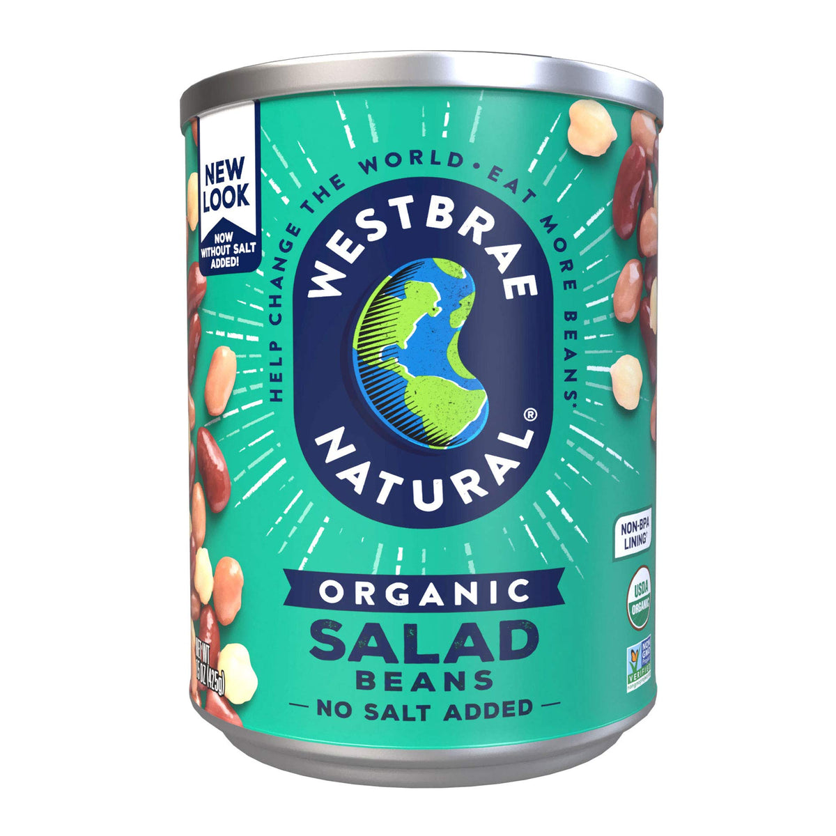 Westbrae Natural Salad Beans / 15 Ounce (Pack of 12) / No Color Black Beans