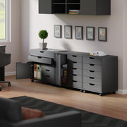 Winsome Black / 2 Doors, 15 Drawers / Contemporary Storage Cabinets