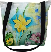 Betsydrake TY194G 18 x 18 in. Betsys Florals Tote Bag - Large Black