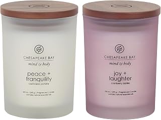 Chesapeake Bay Candle Scented Candles, Peace + Tranquility & Joy + Laughter, Medium (2-Pack)