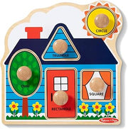 Melissa & Doug First Shapes Jumbo Knob Puzzle, Wooden Peg Puzzle for Toddlers, Educational Toy for Shape Recognition and Fine Motor Skills, Ages 1+