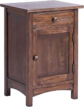 Starlight Canyon Home Solid Wood Mission Style Nightstand with 1 Door 1 Drawer, Bedside Table and Small End Table for Bedroom, Walnut