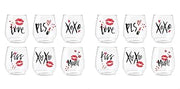 TOSSWARE POP 14oz Vino XOXO Series, SET OF 6, Premium Quality, Recyclable, Unbreakable & Crystal Clear Plastic Printed Glasses (Pack of 2)