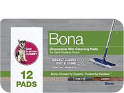 Bona Multi-Surface Floor Disposable Wet Cleaning Pads - 12-Pack
