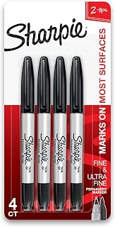 Sharpie Twin Tip Permanent Markers, Fine and Ultra Fine, Black, 4 Count