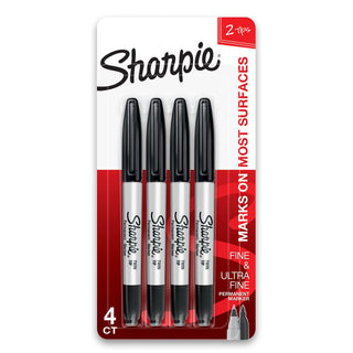 Twin Tip Permanent Markers by Sharpie – 1 Count (Pack of 4), Plastic, Black, Pack of 4, Model 32175PP
