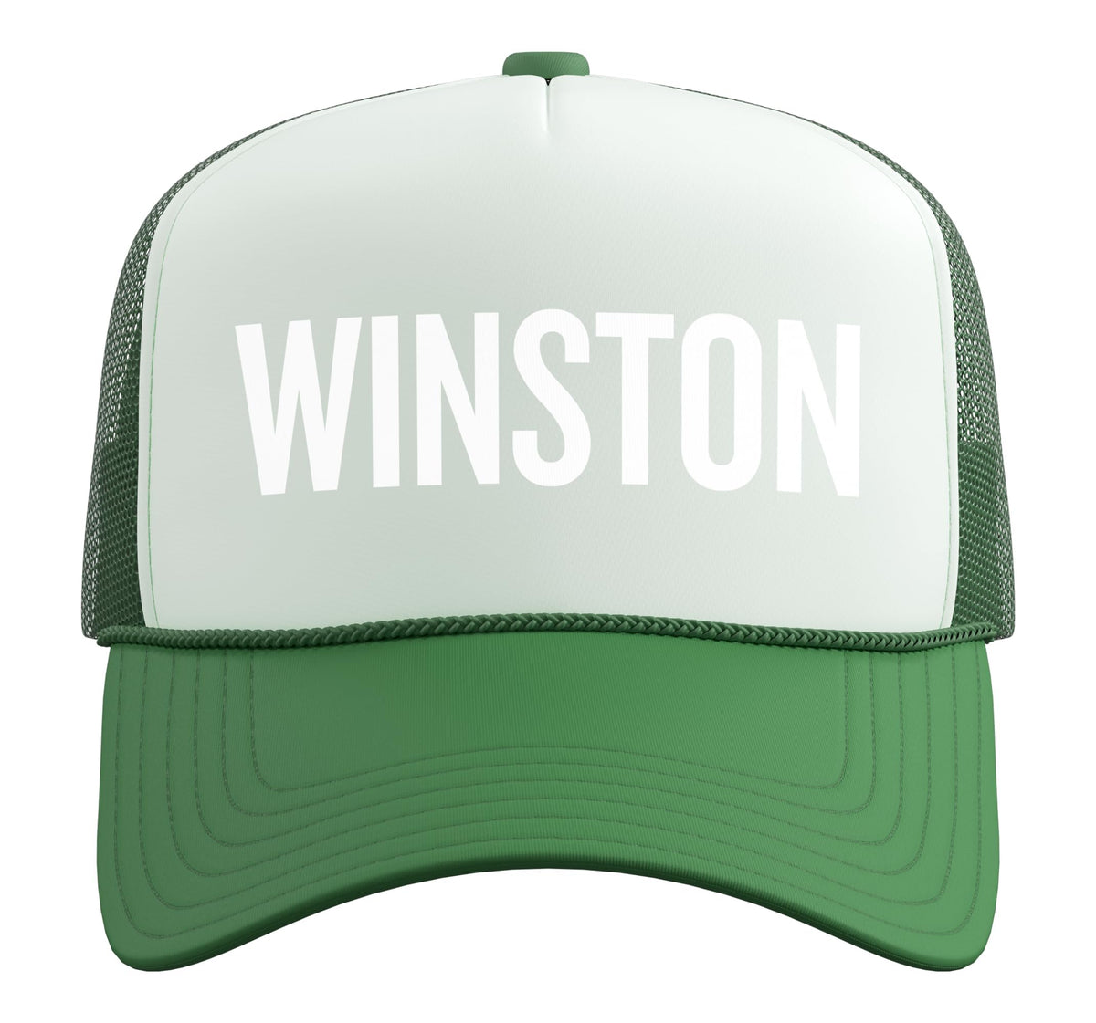 Winston Trucker Hat with Adjustable Mesh Back by WINSTON Name Text Desings – Polyester, Kelly Green/White