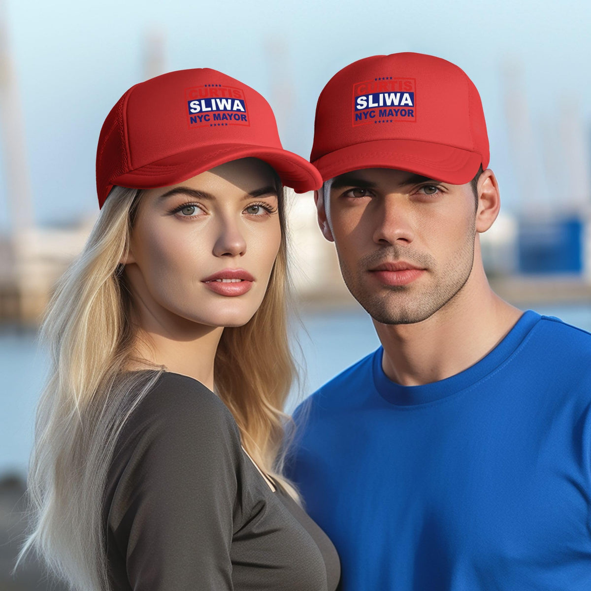 Curtis Sliwa for NYC Mayor Hats New York City 2026 Election Trucker Hat Mesh Back Baseball Caps by rayprint – One Size, Red, Model rayprint061zxc