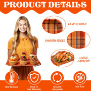 JarThenaAMCS Fall Plaid Serving Trays, 13 x 10 Inch, Set of 3 Orange