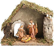 Fontanini by Roman 5" Three Piece Starter Nativity Set with Stable, Religious Christmas Decoration,