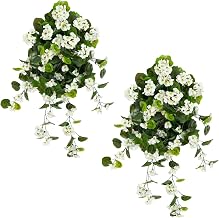Nearly Natural 29in. UV Resistant Artificial Geranium Hanging Plant (Indoor/Outdoor) - Set of 2