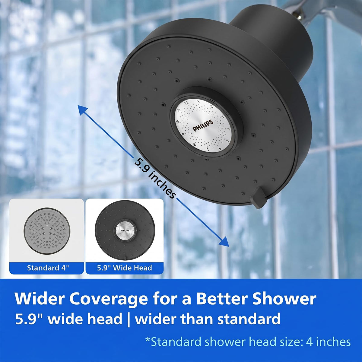 PHILIPS Aged Pewter / Filtered Shower Head / 1 Showerhead Filters