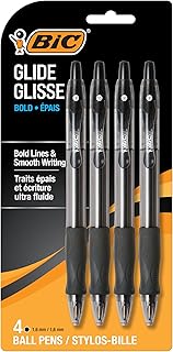 BIC Glide Bold Black Ballpoint Pens, Bold Point, 1.6mm, 4-Count Pack