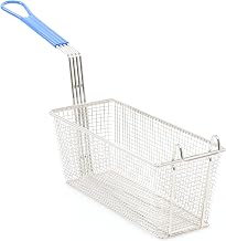 Adcraft Fry Basket with Durable Nickel-Plated Construction, Non-Stick Coating, and Temperature-Resistant Blue Handle, 12-7/8" x 6-1/2" x 5-3/8"