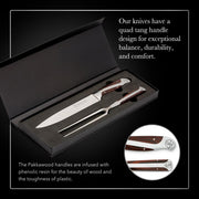 Hammer Stahl Carving Knife and Fork Set, 8 Inch German Steel Blades, Stainless Steel