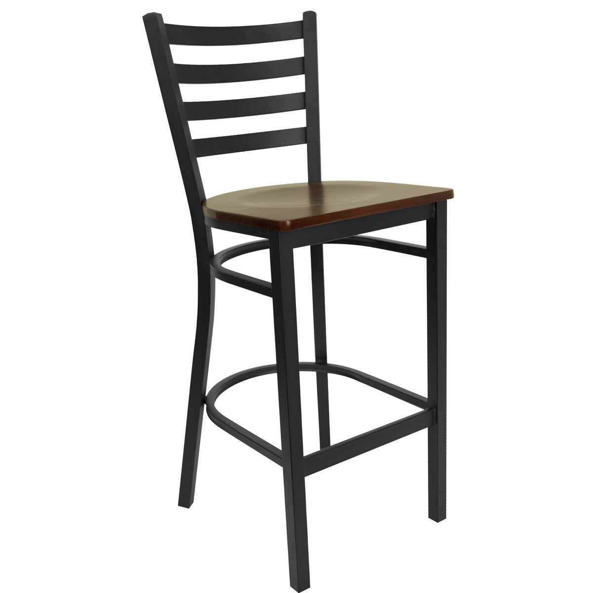 Flash Furniture Mahogany Wood Seat/Black Metal Frame / Set of 1 / Traditional Barstools