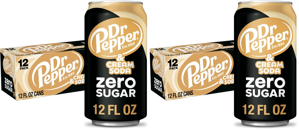 and Cream Soda Zero Sugar Soda by Dr Pepper – 12 Fl Oz (Pack of 24), brown, Pack of 24