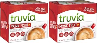 Truvia Calorie-Free Sweetener from the Monk Fruit Packets, 60 Count Monkfruit Box (Pack of 2)