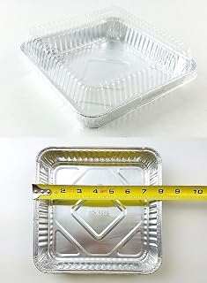 Handi-Foil of America Disposable Square Aluminum Foil Cake Pan w/Clear Dome Lid (Pack of 25)