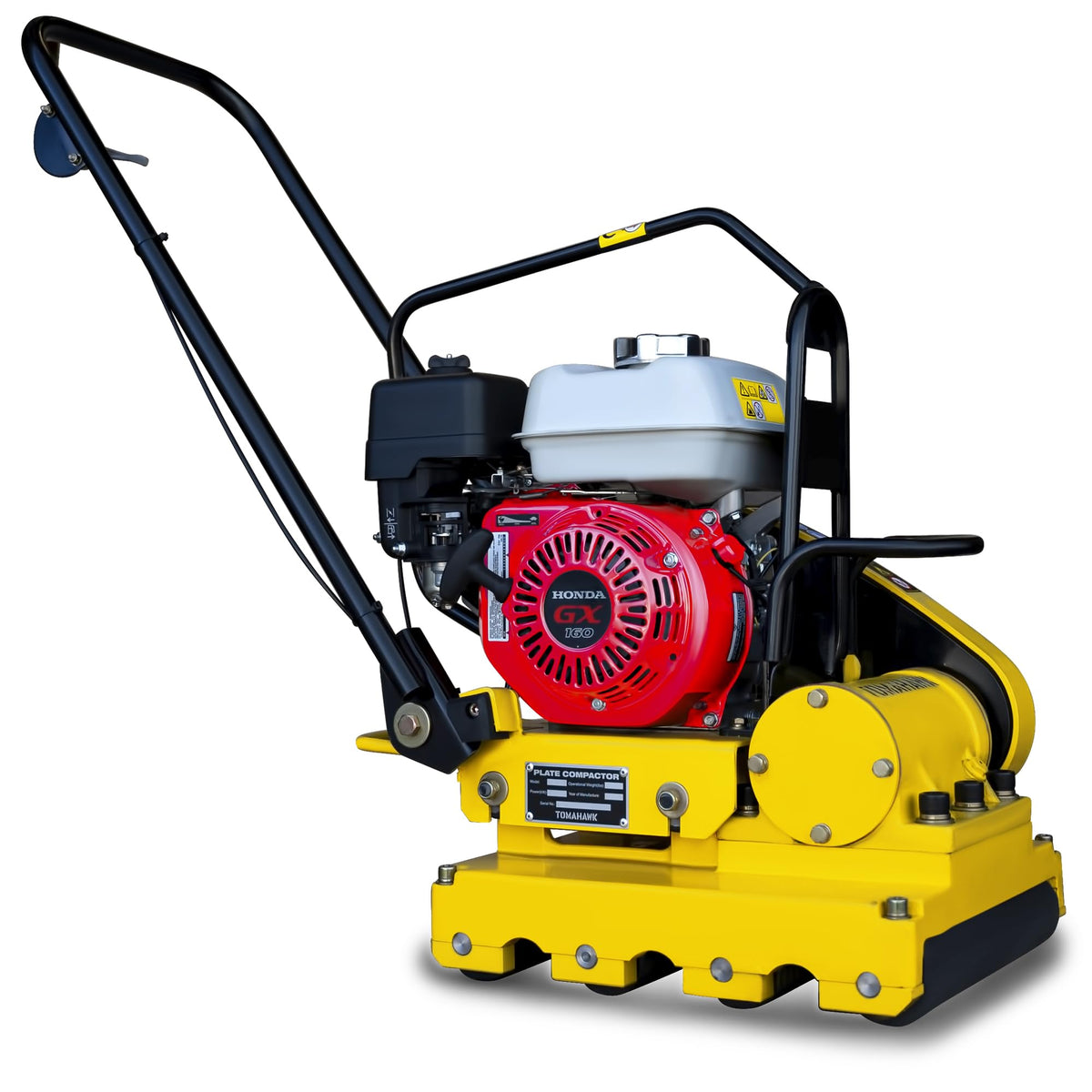 5.5 HP Honda Paver Roller Compactor 17x12 for Pavers by Tomahawk Power – Metal, Yellow, Model TPRC76H