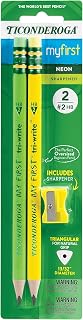 Ticonderoga My First Tri-Write Wood-Cased Pencils, Neon Assorted, 2 Count
