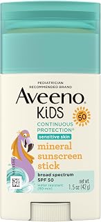 Aveeno Kids Zinc Oxide Sunscreen Stick SPF 50, 1.5 oz