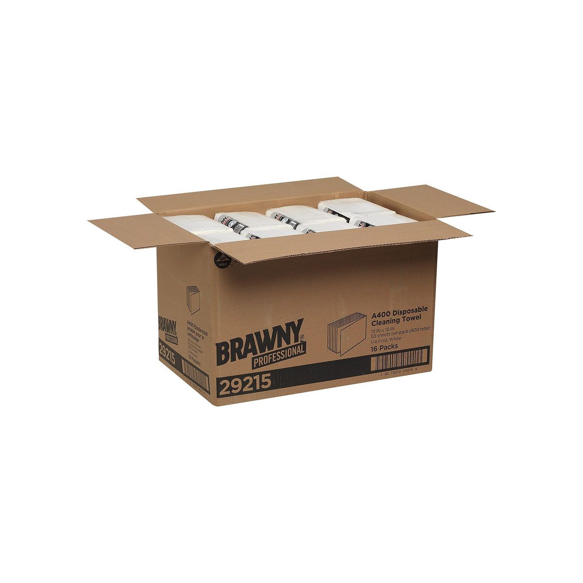 Georgia-Pacific Brawny Professional 1/4-Fold A400 Disposable Cleaning Towel by GP PRO (Georgia-Pacific) – White, 29215, 50 Towels Per Pack, 16 Packs Per Case (800 Total)