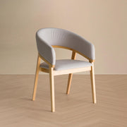 Truman - Mid-Century Modern Grey & Natural Oak Dining Chair by Limari Home – Fabric, Grey, Model LIM-85570