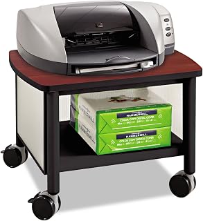 Safco Products Impromptu Under Desk Printer Stand 1862BL, Cherry Top, Black Frame, 50 Lbs. Capacity, Contemporary Design, Swivel Wheels