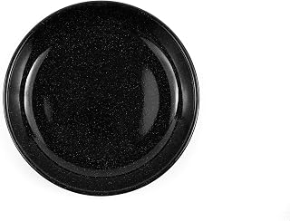 Crow Canyon Home Stinson Collection Enamelware Pasta Plate, 10.5 inch, Black Speckled (Set of 4)