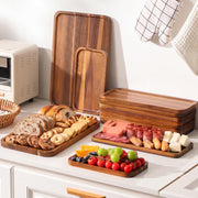 Homkula Wooden Serving Tray, Acacia Platter, 16 x 10 Inch