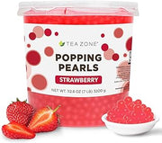TEA ZONE [7 Pounds] Strawberry POPPING PEARLS™ for Boba Tea Beverages, Sweets, Ice Cream Topping | B2053