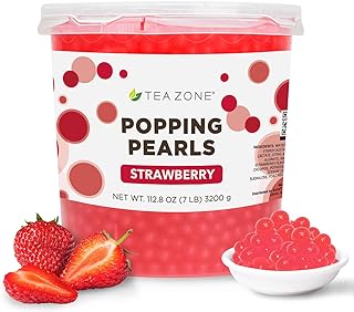 TEA ZONE [7 Pounds] Strawberry POPPING PEARLS™ for Boba Tea Beverages, Sweets, Ice Cream Topping | B2053