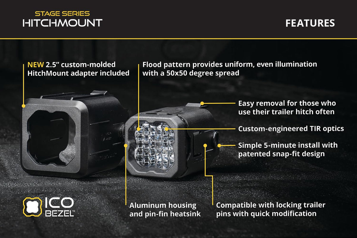 HitchMount Reverse Light Kit compatible with Chevrolet Silverado 1500 2019 by Diode Dynamics – C1R + Brake, Black, Model DD7646