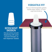 Ez Fit Surface Mount Cup Dispenser Fits 6 - 24 Oz Cups with Interchangeable Gaskets for Restaurants by San Jamar – 6-24 oz, Plastic, Black, Model C2210SM