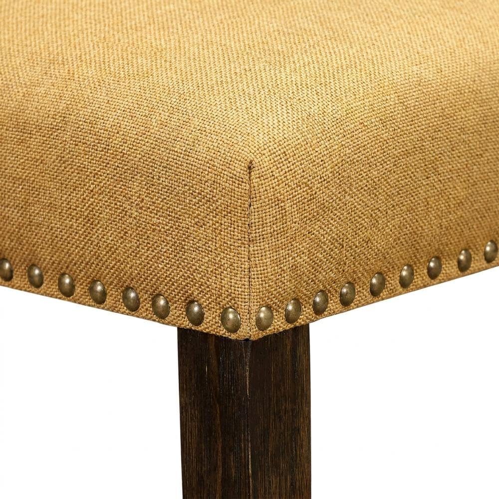 Linen-Upholstered Dining Chairs Set of by Furnifact – Wood, Brown, Pack of 2