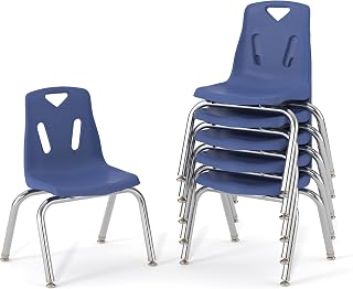 Berries Jonti-Craft 8140JC6003 Stacking Chairs with Chrome-Plated Legs, 10" Height, Blue, Pack of 6