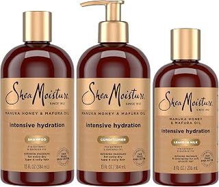 Shea Moisture SheaMoisture Extreme Moisture Shampoo, Conditioner, and Leave-In Milk, Manuka Honey & Mafura Oil – Intensive Hydration, Detangler + Frizz Control for Dry, Damaged, Coily, Curly Hair, Type 4