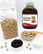 US Boba Co Tapioca Pearl Made in USA 2 Pound, Fanale Hand Crafted Brown Sugar Syrup 12 oz for Bubble Milk Tea Coffee Desserts…