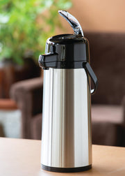 Service Ideas 101.4 Ounces / PUMP LID / Brushed Commercial Beverage Dispensers