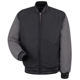 Men's Duo-Tone Team Jacket by Red Kap – X-Large, brass, Black/Charcoal, Model JT40BC RG XL