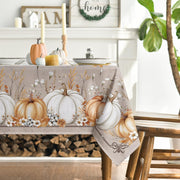 Horaldaily Thanksgiving Tablecloth, 60 x 84 Inch Rectangle, Beige Pumpkin