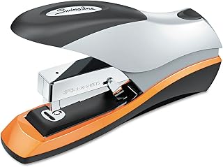 Swingline Stapler, 70 Sheet Capacity, Optima 70, Jam Free, Reduced Effort, Soft Grip, Metal, Silver/Black/Orange (87875)