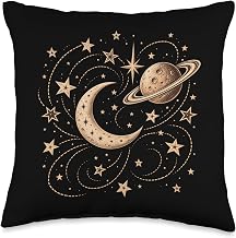 Retro Mars Moon Stars Vintage Celestial Space Astronomy Throw Pillow