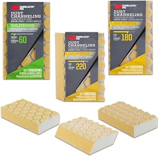 Angled Sanding Sponge 3 Pack - All-Purpose Variety 3M Sanding Sponge Bundle Includes 3 Sanding Sponges (60, 180, 220) | Sanding Sponges Interior & Exterior Projects