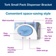 Small Pack Food Service Towel Dispenser Bracket White W by Tork – White, Pack of 4, Model 655300