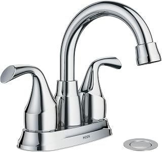 Moen Idora Chrome Two-Handle Centerset Bathroom Sink Faucet with Drain Assembly, 84115