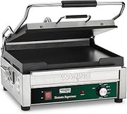 Waring Panini Press with 14.5" x 11" Cooking Surface & Flat Plates | Flat Cast Iron Plates, 14.5" x 11" Cooking Surface, 570°F Adjustable Thermostat, 120V