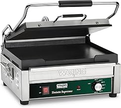 Waring Panini Press with 14.5" x 11" Cooking Surface & Flat Plates | Flat Cast Iron Plates, 14.5" x 11" Cooking Surface, 570°F Adjustable Thermostat, 120V